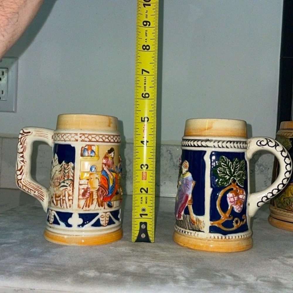 Vintage Lot of 3 Beer Steins Made in Occupied Japan Tavern Dog Mountain Scenes - Picture 15 of 16